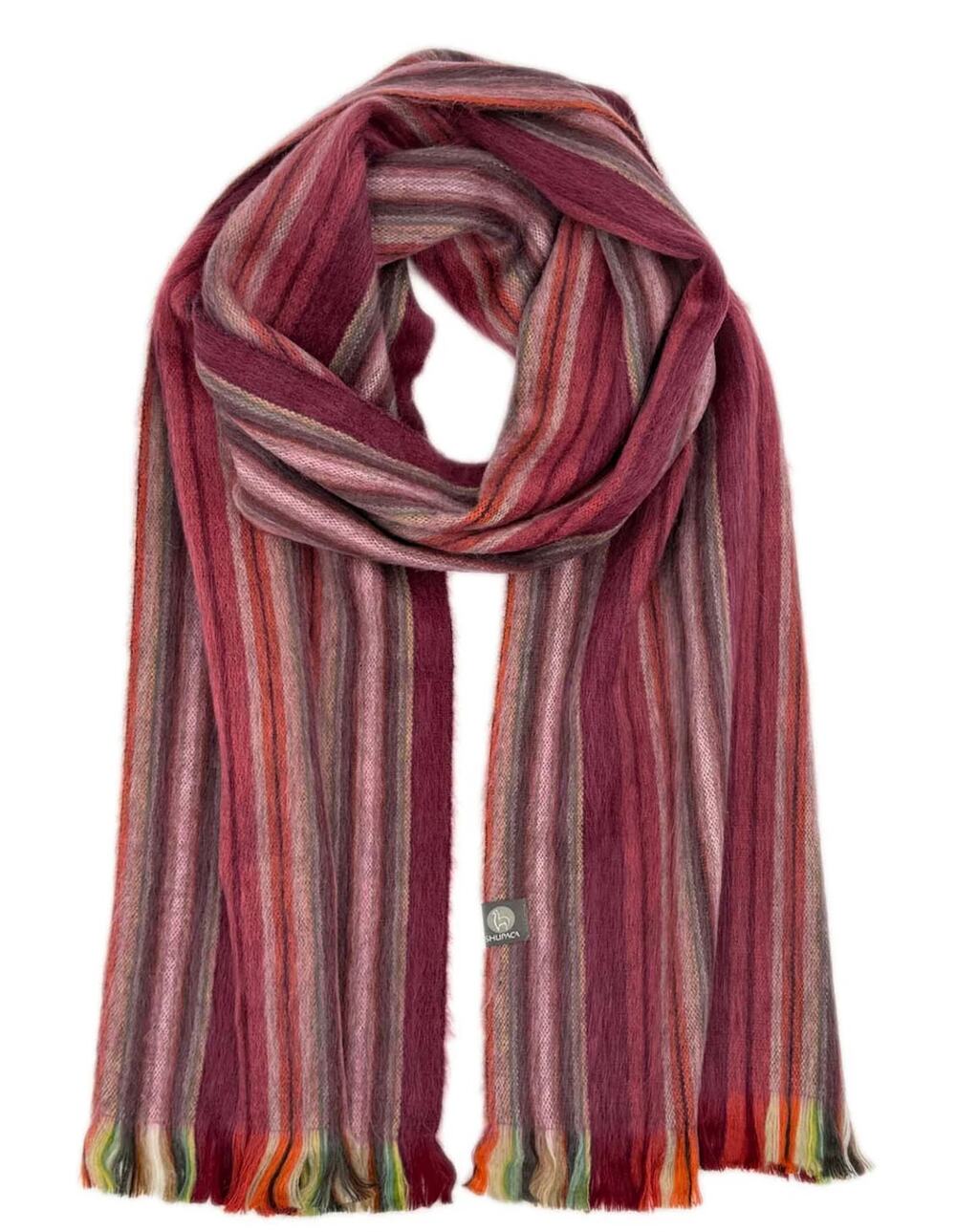 Shupaca Womens Multi Color Alpaca Pomegranate Soft Winter Scarf NEW Luxe